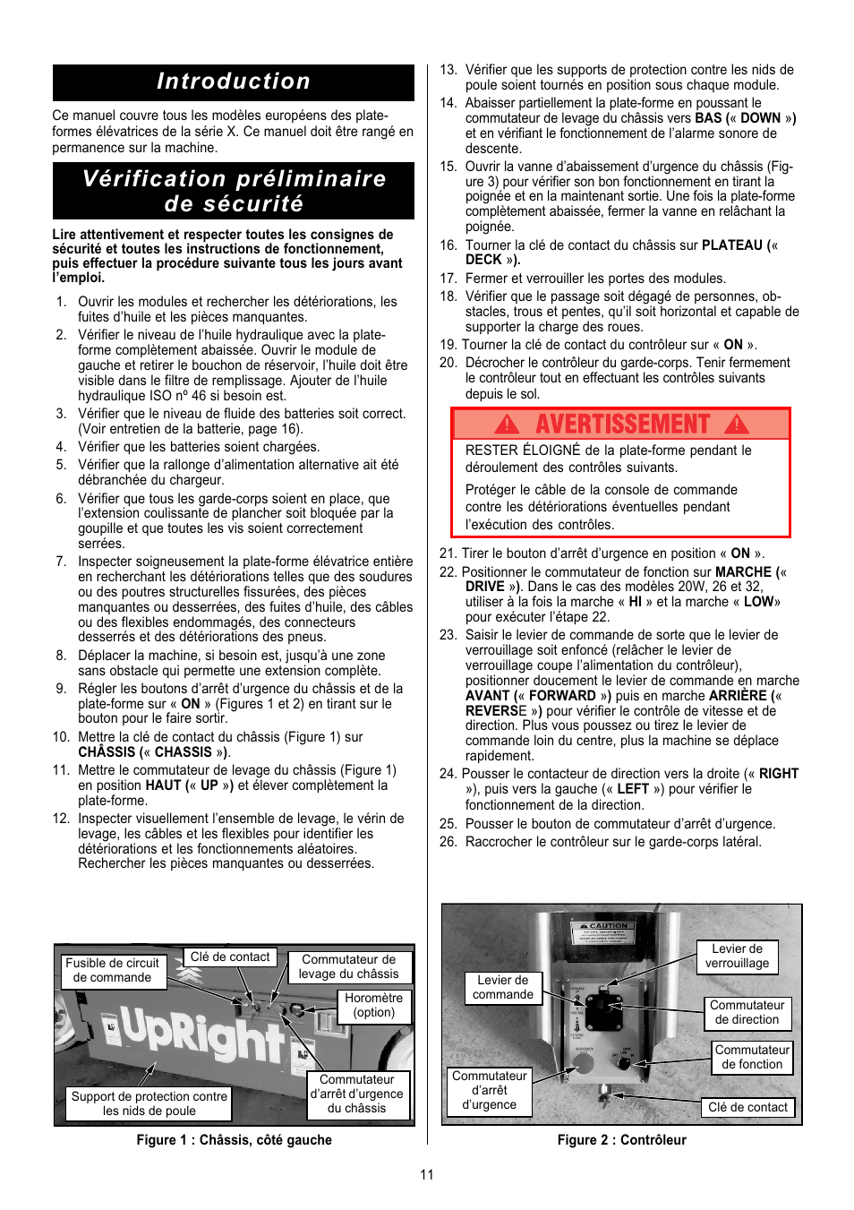 Introduction, Vérification préliminaire de sécurité | Snorkel X Series-sn6013-15019 User Manual | Page 11 / 36