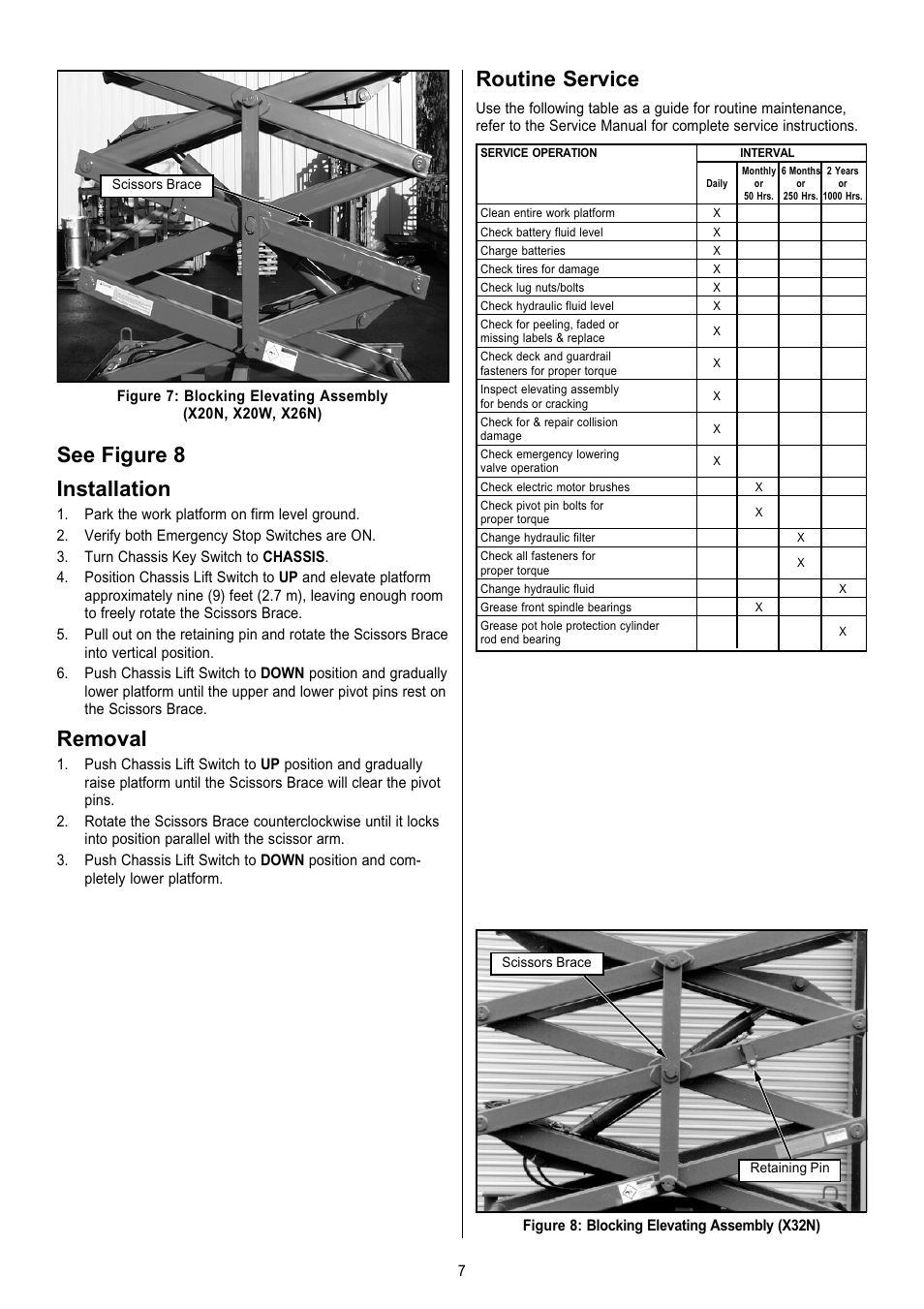 Routine service, See figure 8 installation, Removal | Snorkel X Series-sn6013-15019 User Manual | Page 7 / 36