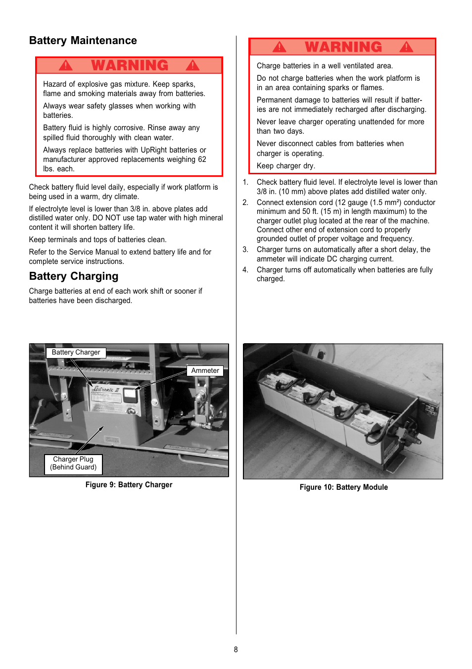 Battery maintenance, Battery charging | Snorkel X Series-sn6013-15019 User Manual | Page 8 / 36