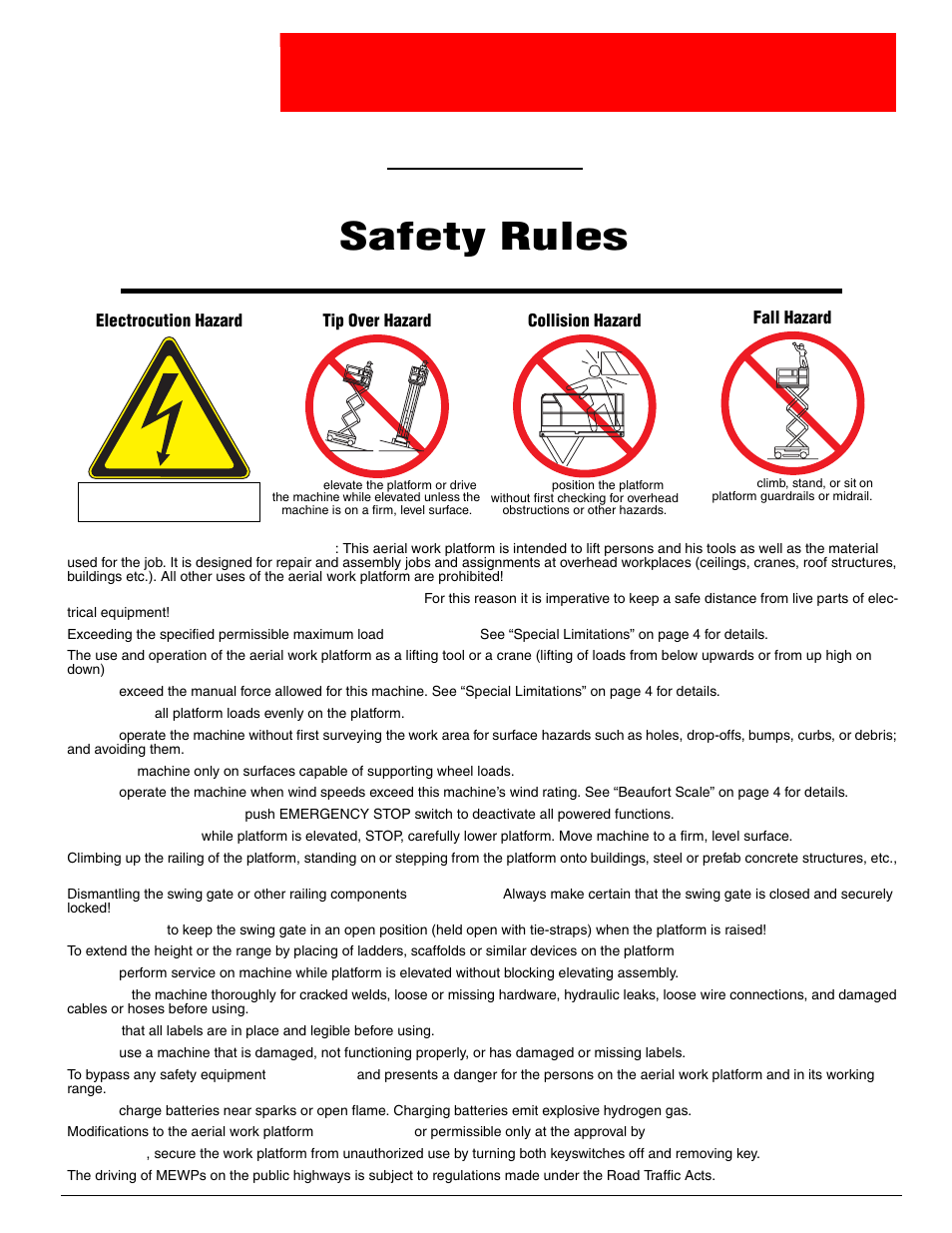 Peration, Anual, Warning | Safety rules | Snorkel X32-sn53100+ User Manual | Page 5 / 26