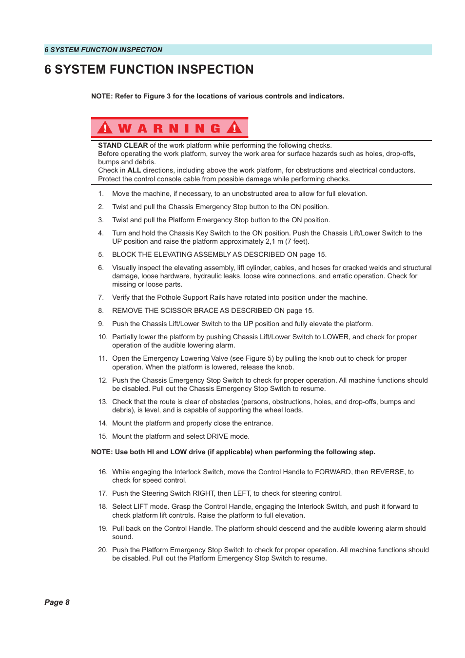 6 system function inspection | Snorkel X26N-sn51089+V-1 User Manual | Page 12 / 28