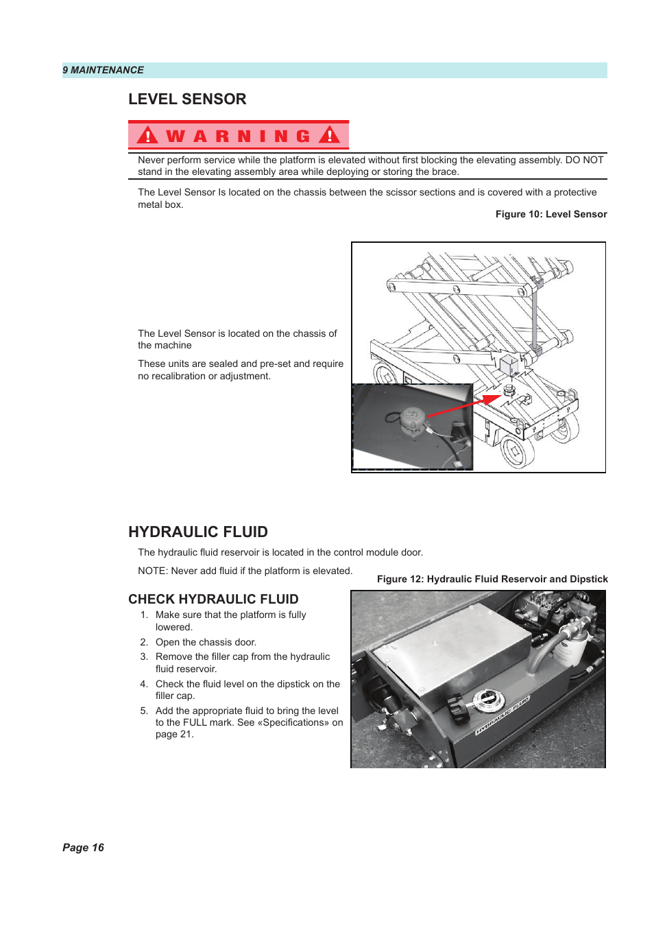 Hydraulic fluid, Check hydraulic fluid | Snorkel X26N-sn51089+V-1 User Manual | Page 20 / 28