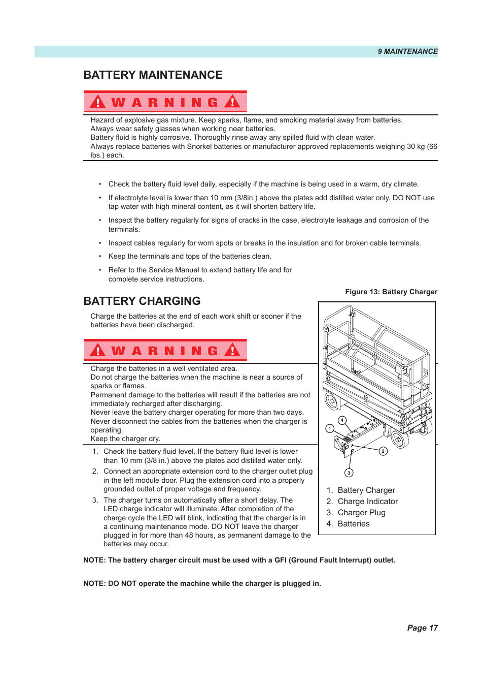 Battery charging | Snorkel X26N-sn51089+V-1 User Manual | Page 21 / 28