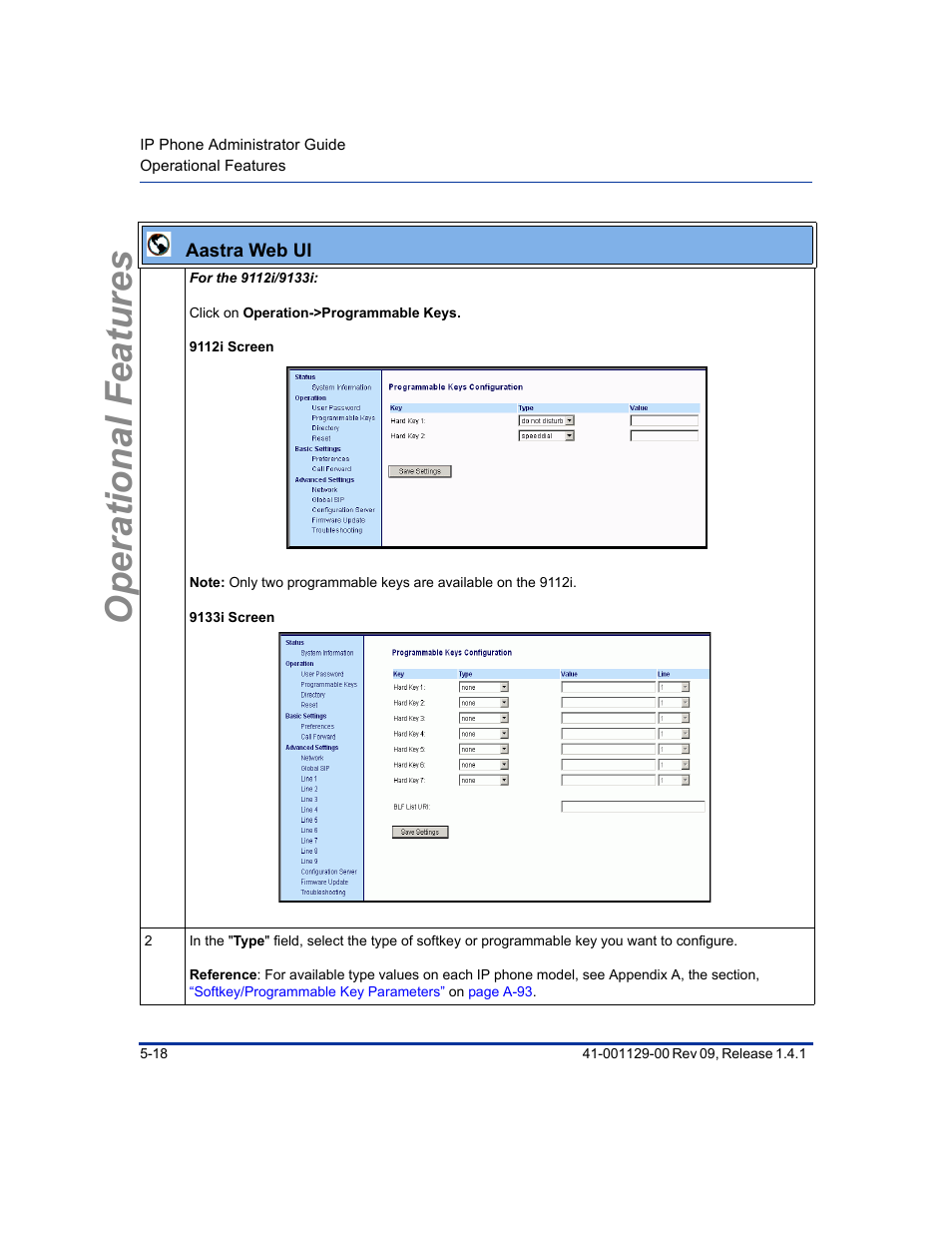Operational features | Aastra Telecom SIP 480I User Manual | Page 130 / 504