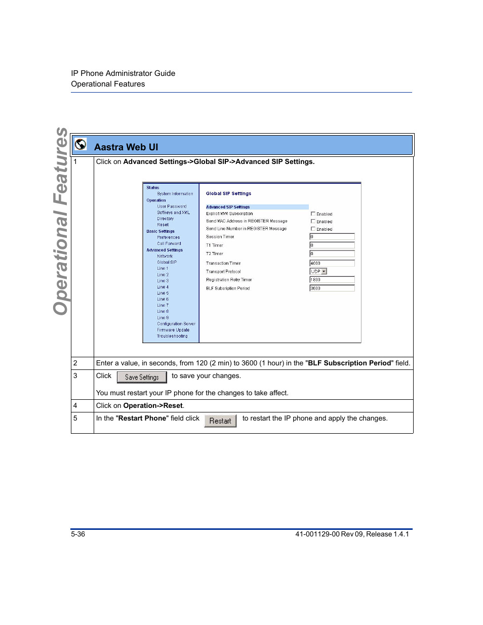 Operational features | Aastra Telecom SIP 480I User Manual | Page 148 / 504