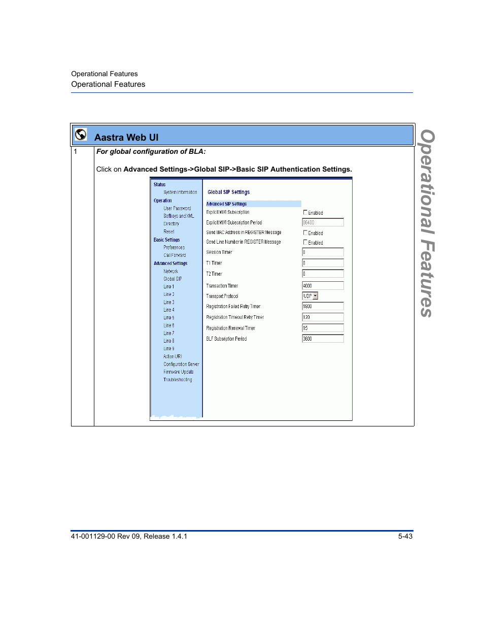 Operational features | Aastra Telecom SIP 480I User Manual | Page 155 / 504