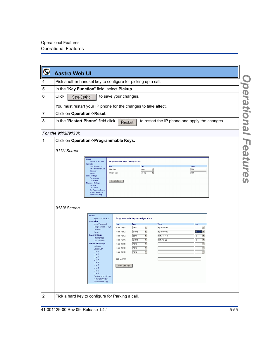 Operational features | Aastra Telecom SIP 480I User Manual | Page 167 / 504