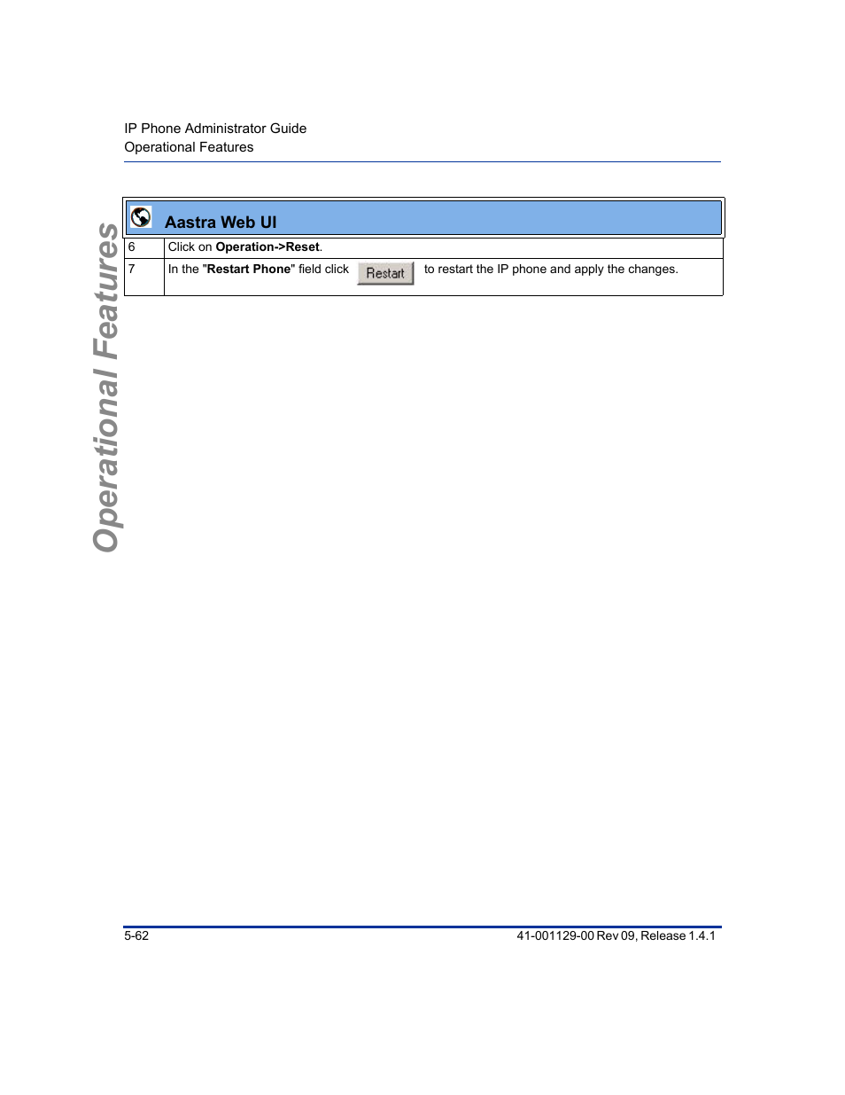 Operational features | Aastra Telecom SIP 480I User Manual | Page 174 / 504