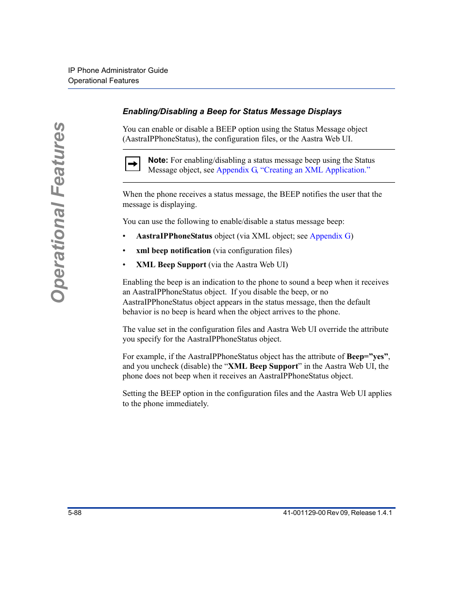 Operational features | Aastra Telecom SIP 480I User Manual | Page 200 / 504
