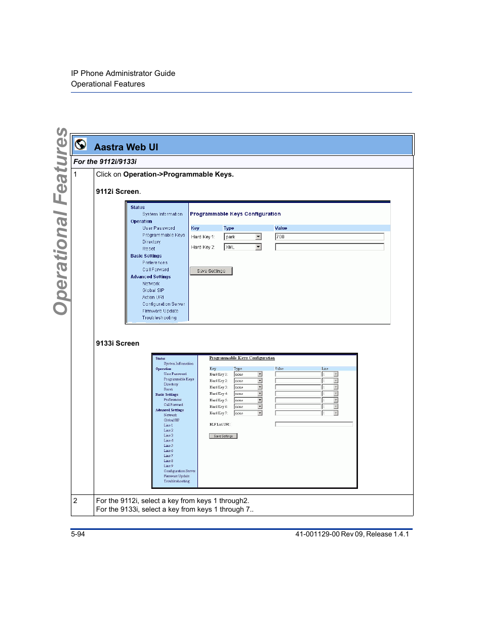 Operational features | Aastra Telecom SIP 480I User Manual | Page 206 / 504