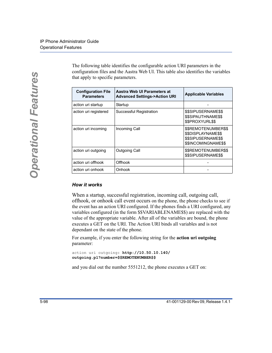 How it works, Operational features | Aastra Telecom SIP 480I User Manual | Page 210 / 504
