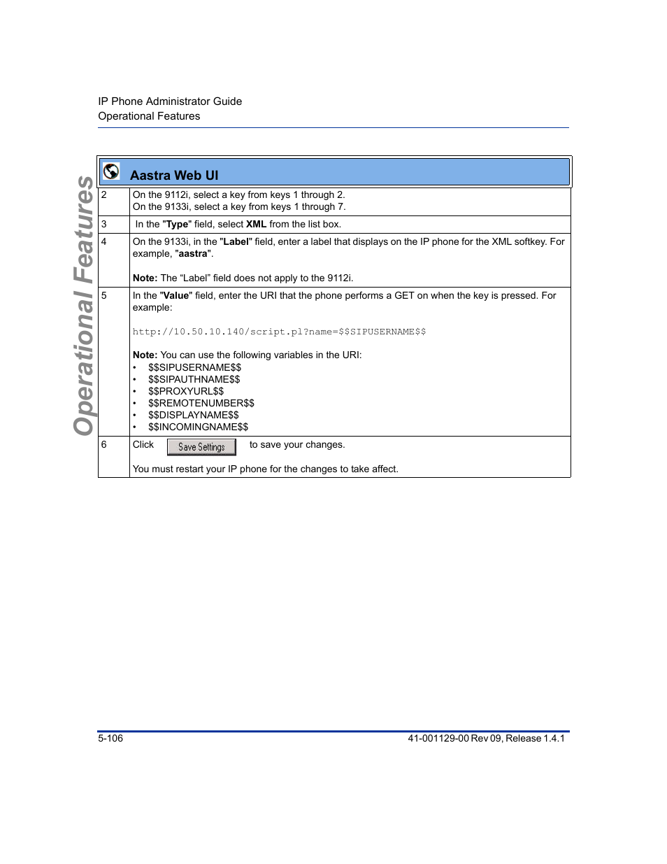 Operational features | Aastra Telecom SIP 480I User Manual | Page 218 / 504