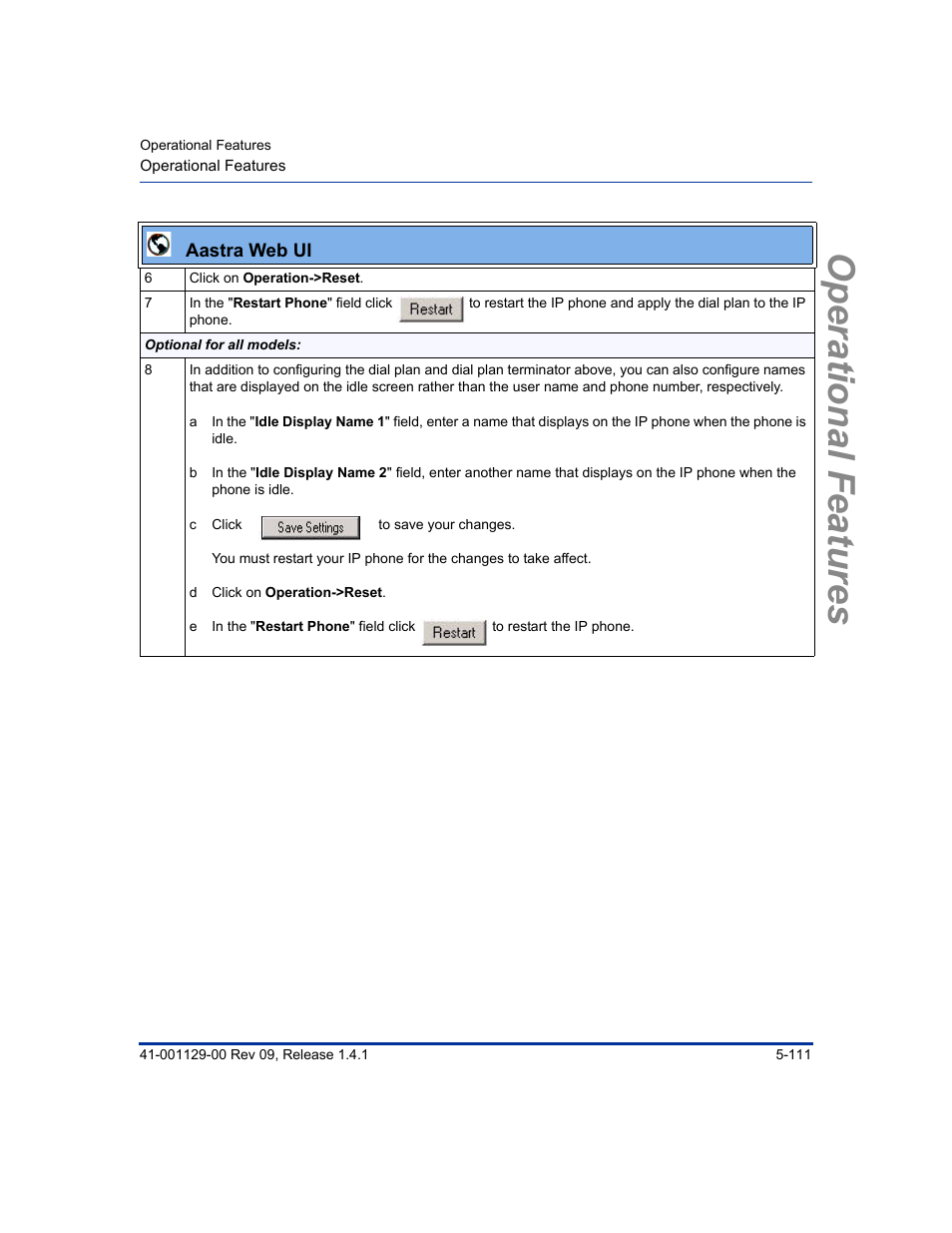 Operational features | Aastra Telecom SIP 480I User Manual | Page 223 / 504