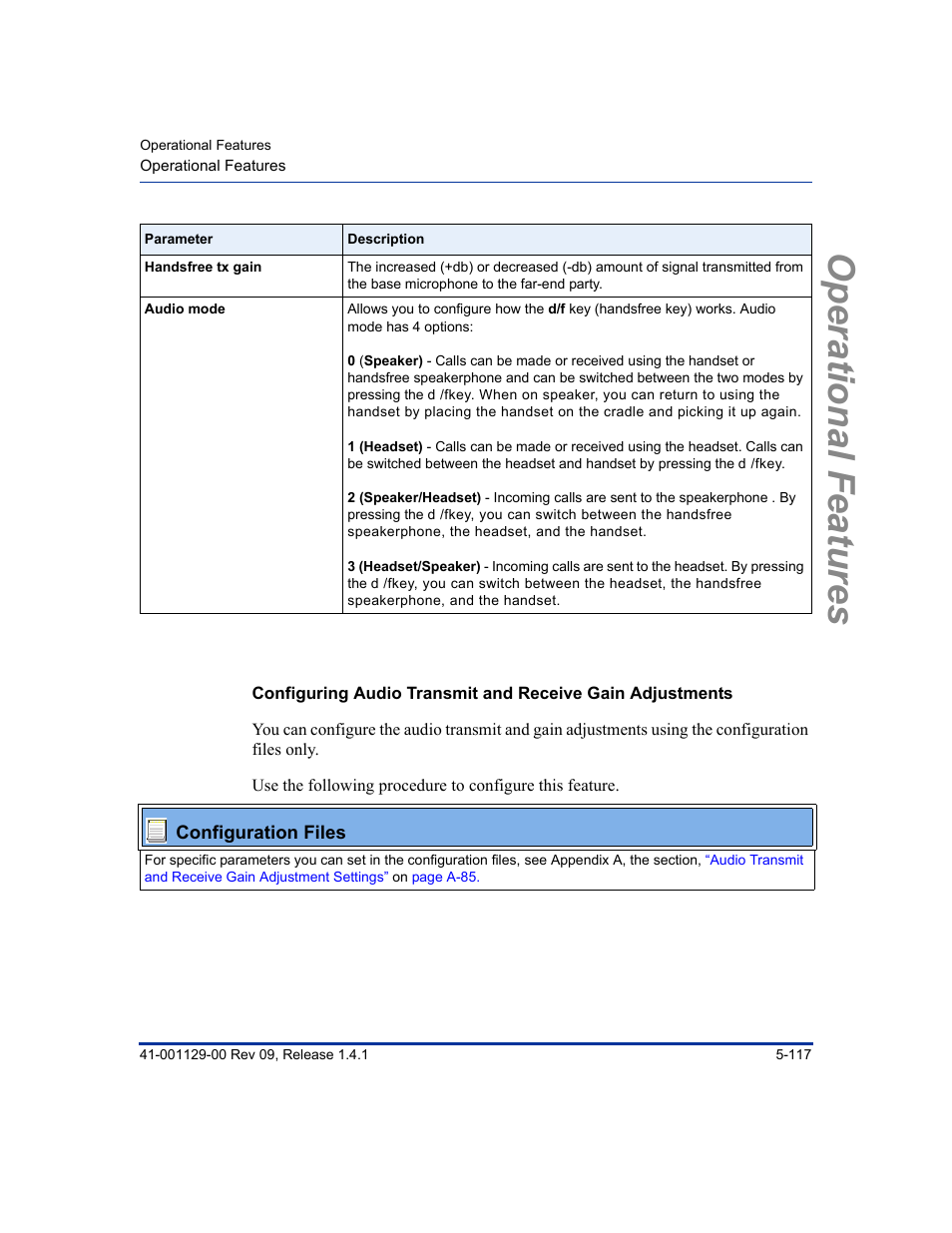 Operational features | Aastra Telecom SIP 480I User Manual | Page 229 / 504