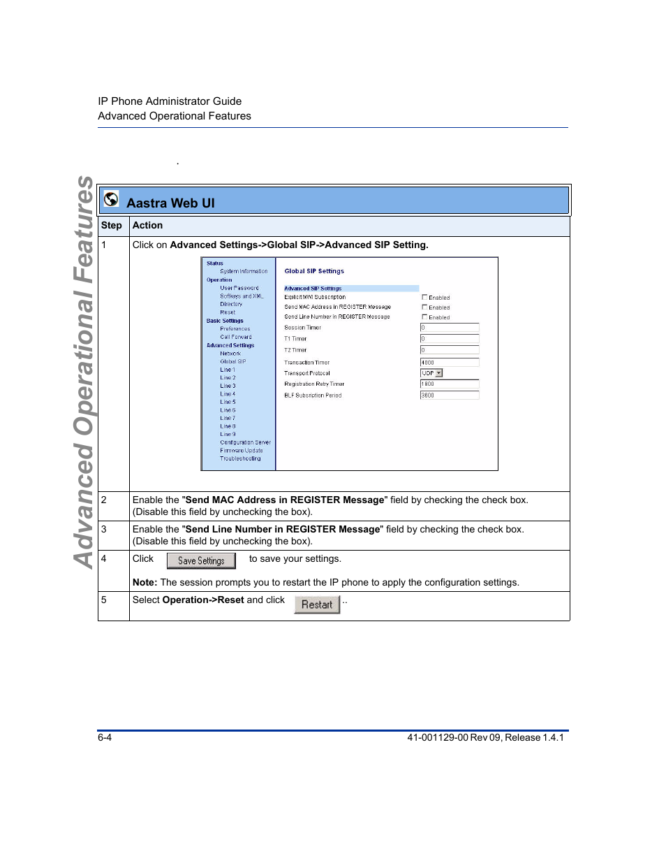 Advanced operational features | Aastra Telecom SIP 480I User Manual | Page 252 / 504