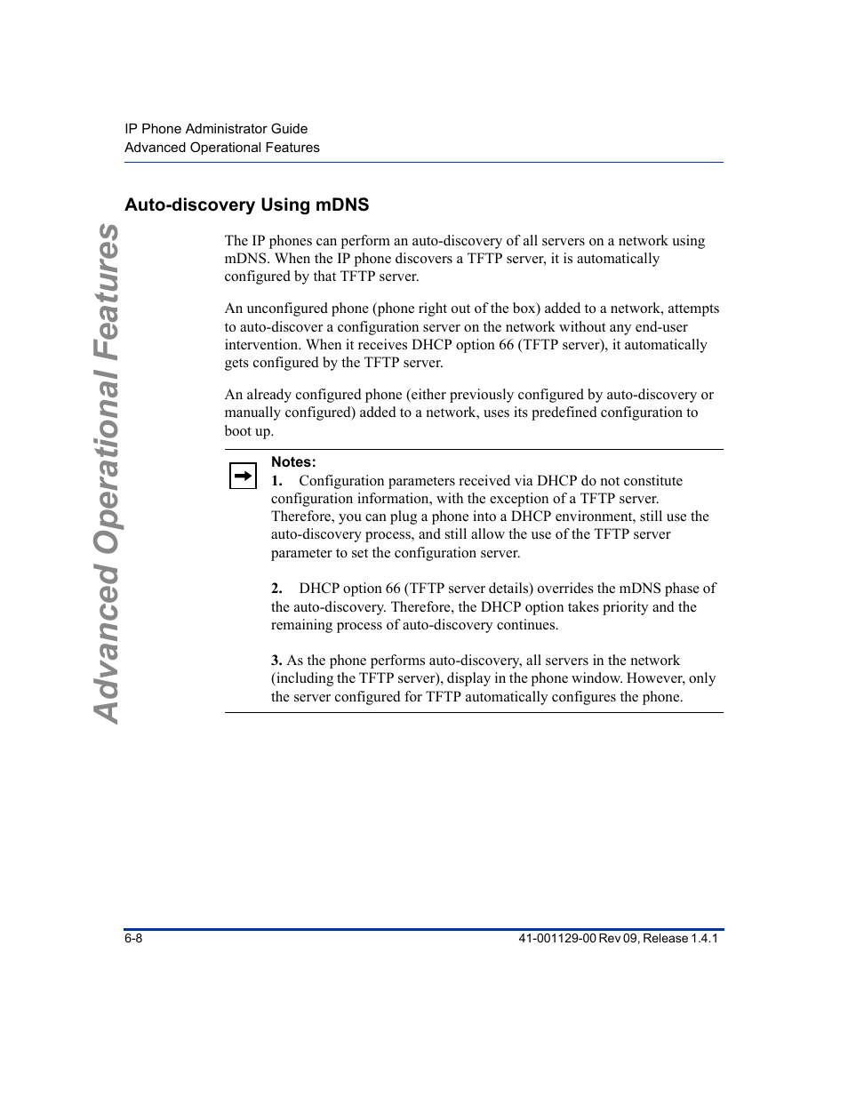 Auto-discovery using mdns, Auto-discovery using mdns -8, Advanced operational features | Aastra Telecom SIP 480I User Manual | Page 256 / 504