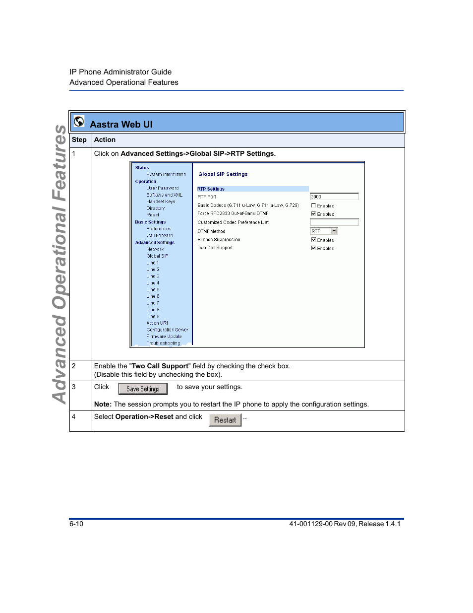 Advanced operational features | Aastra Telecom SIP 480I User Manual | Page 258 / 504