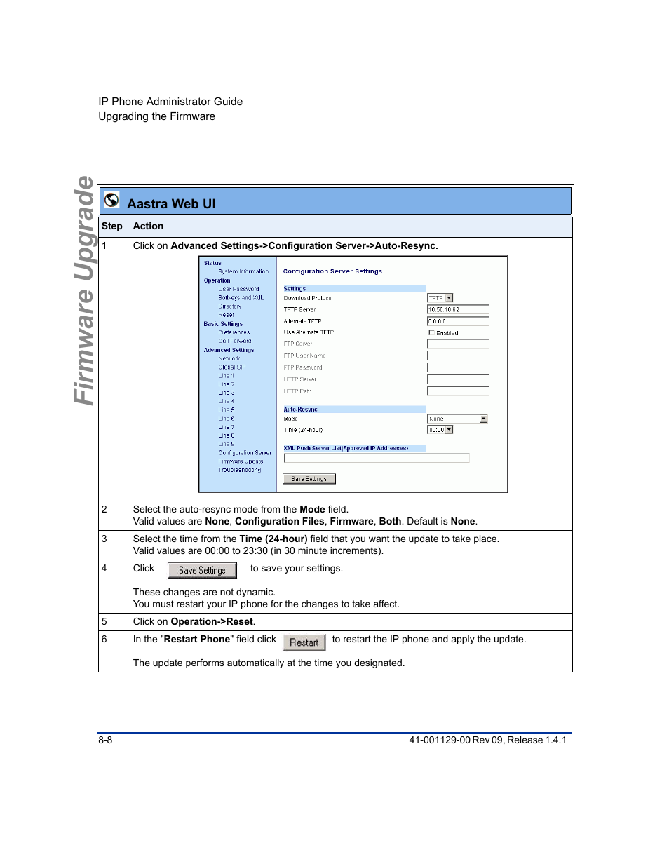 Firmware upgrade | Aastra Telecom SIP 480I User Manual | Page 272 / 504