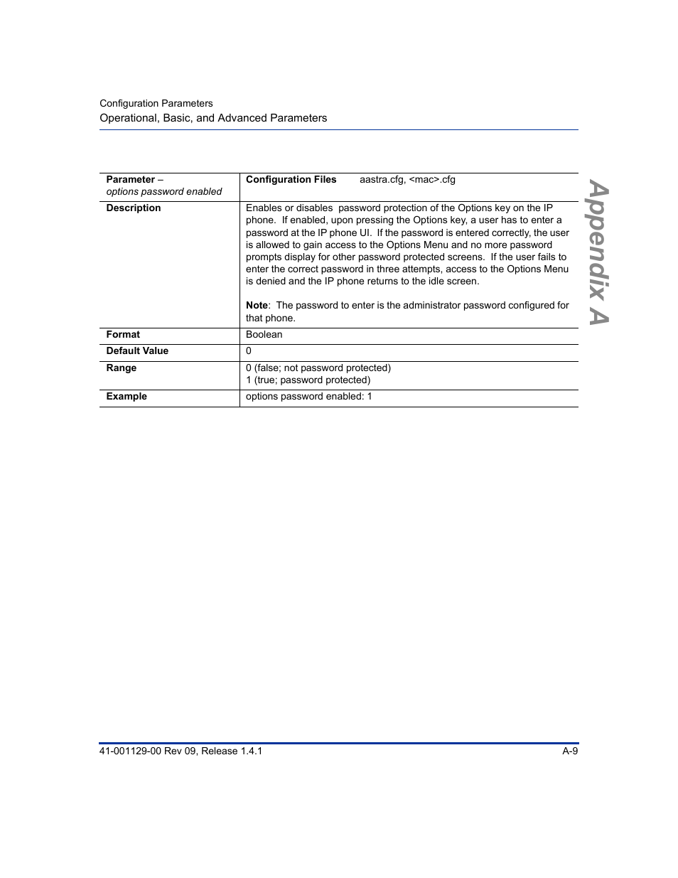 Appendix a | Aastra Telecom SIP 480I User Manual | Page 299 / 504