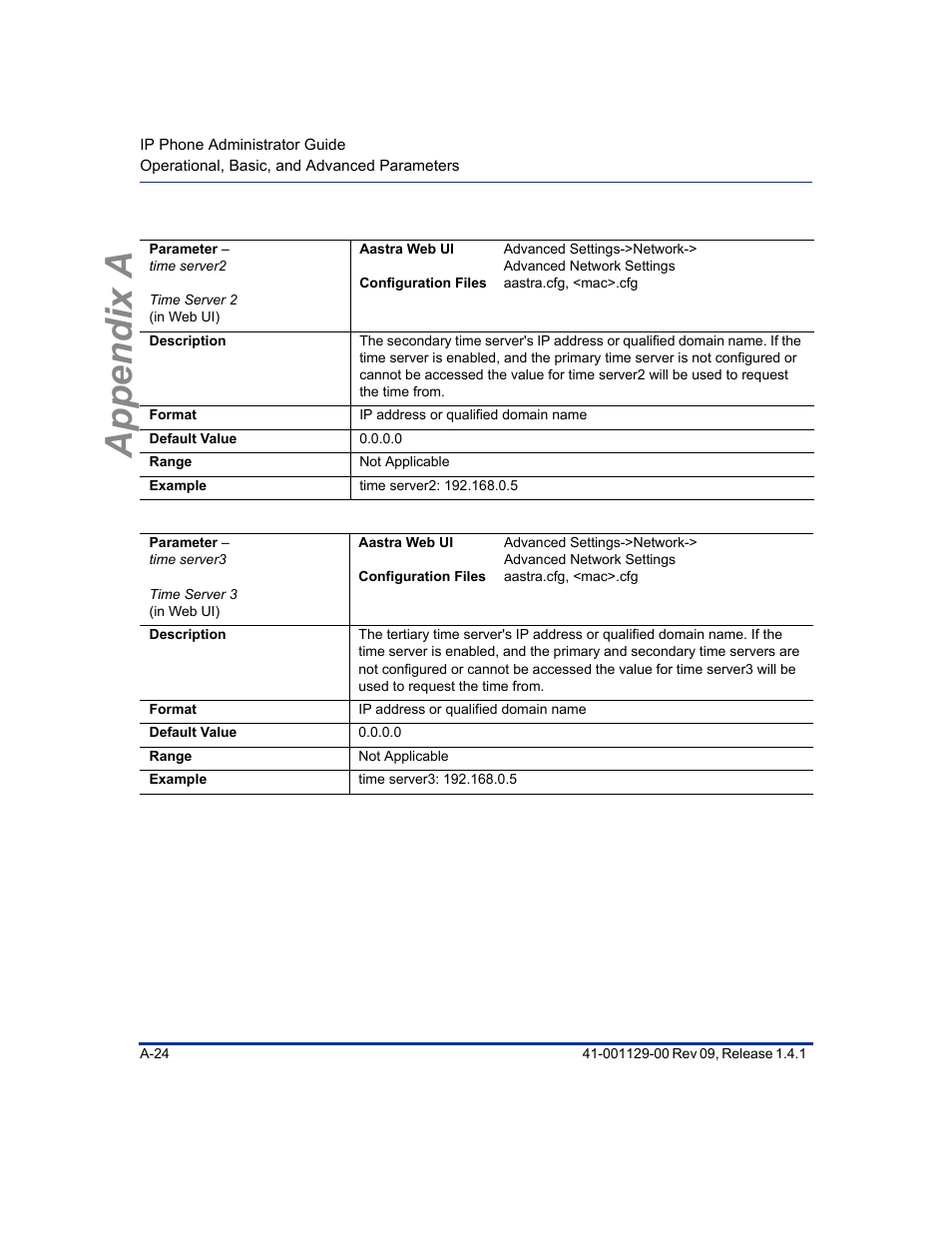 Appendix a | Aastra Telecom SIP 480I User Manual | Page 314 / 504