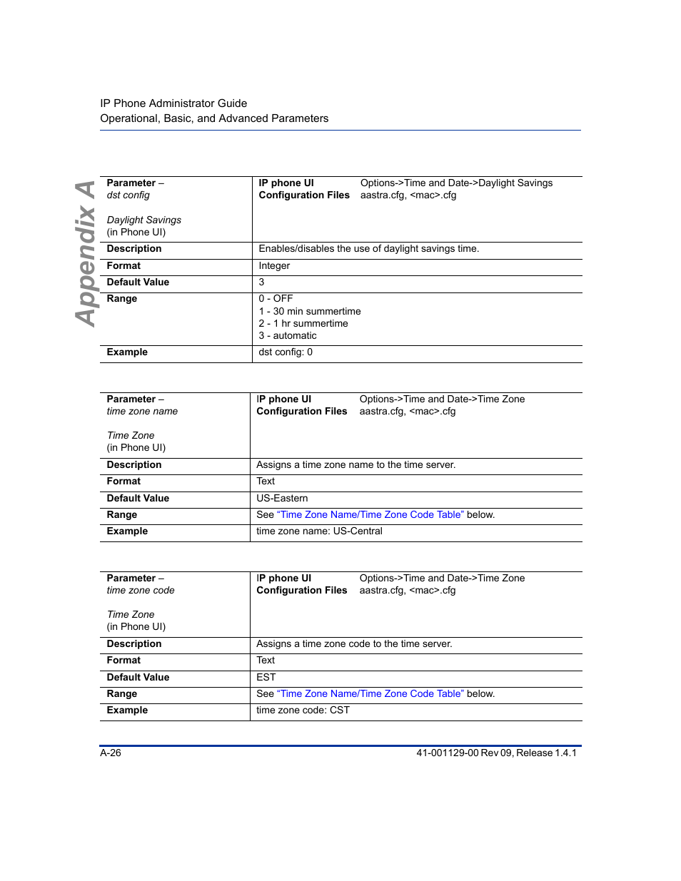 Appendix a | Aastra Telecom SIP 480I User Manual | Page 316 / 504