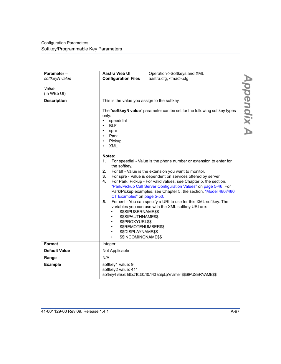 Appendix a | Aastra Telecom SIP 480I User Manual | Page 387 / 504