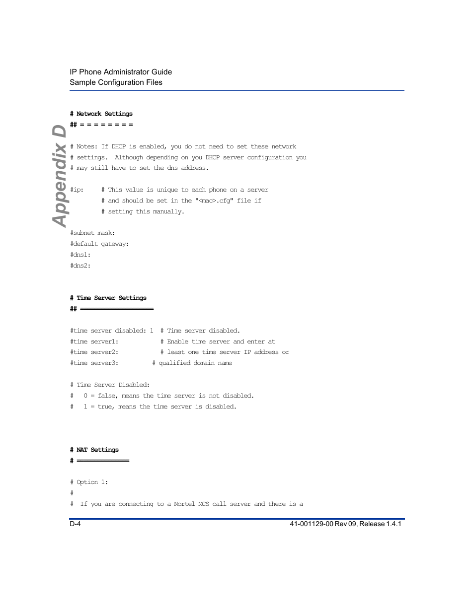 Appendix d | Aastra Telecom SIP 480I User Manual | Page 416 / 504