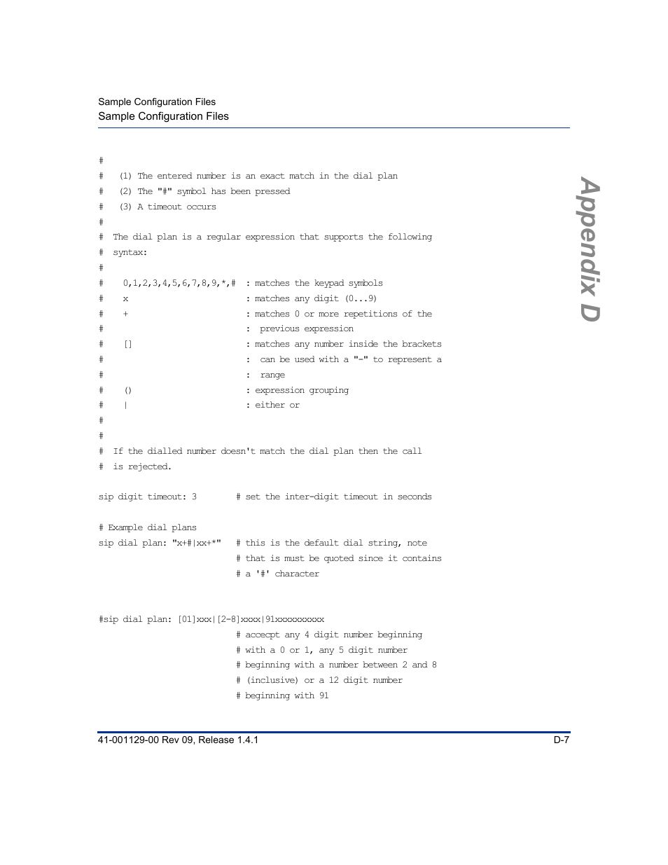 Appendix d | Aastra Telecom SIP 480I User Manual | Page 419 / 504