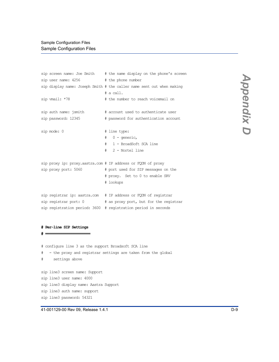 Appendix d | Aastra Telecom SIP 480I User Manual | Page 421 / 504