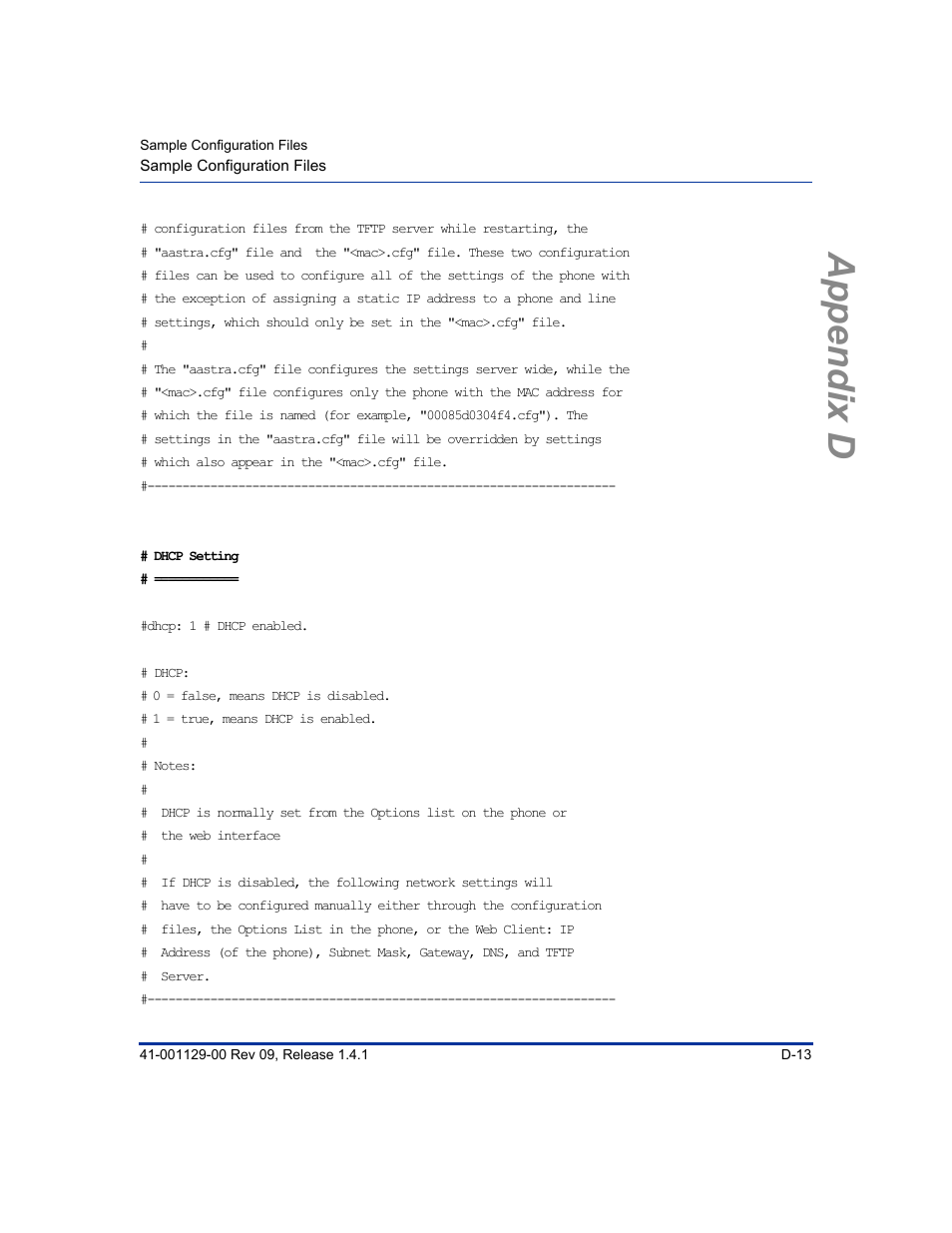 Appendix d | Aastra Telecom SIP 480I User Manual | Page 425 / 504