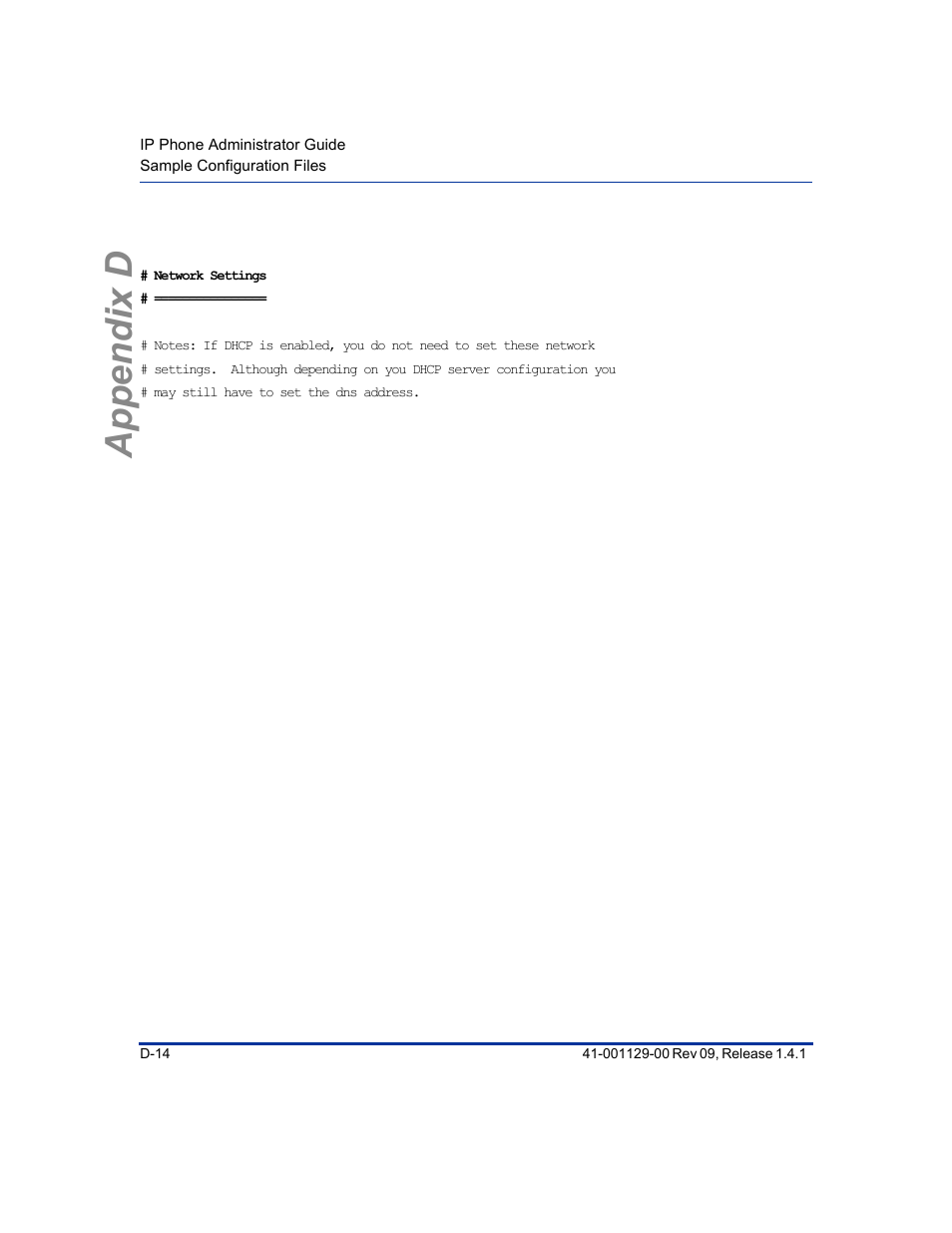 Appendix d | Aastra Telecom SIP 480I User Manual | Page 426 / 504