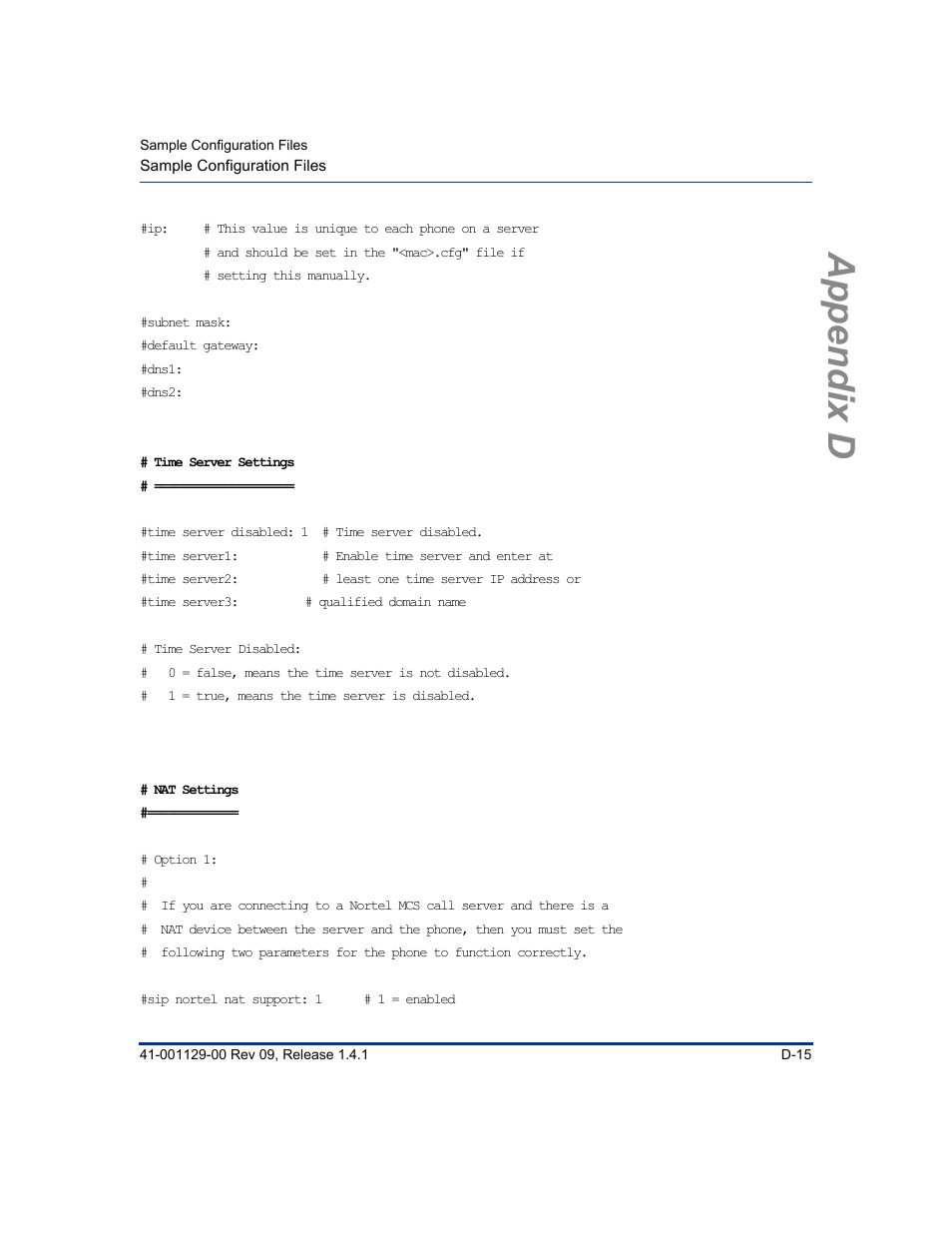 Appendix d | Aastra Telecom SIP 480I User Manual | Page 427 / 504