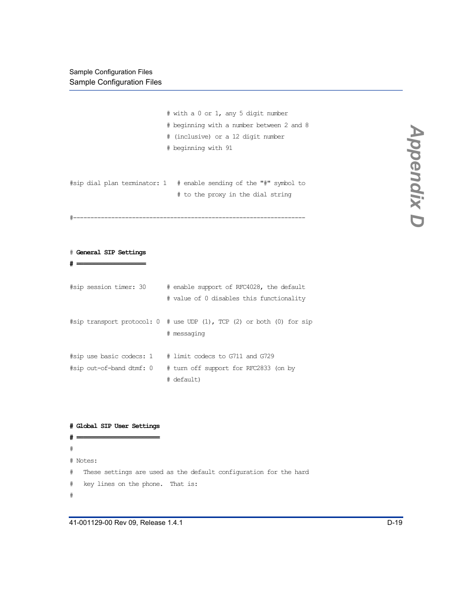 Appendix d | Aastra Telecom SIP 480I User Manual | Page 431 / 504