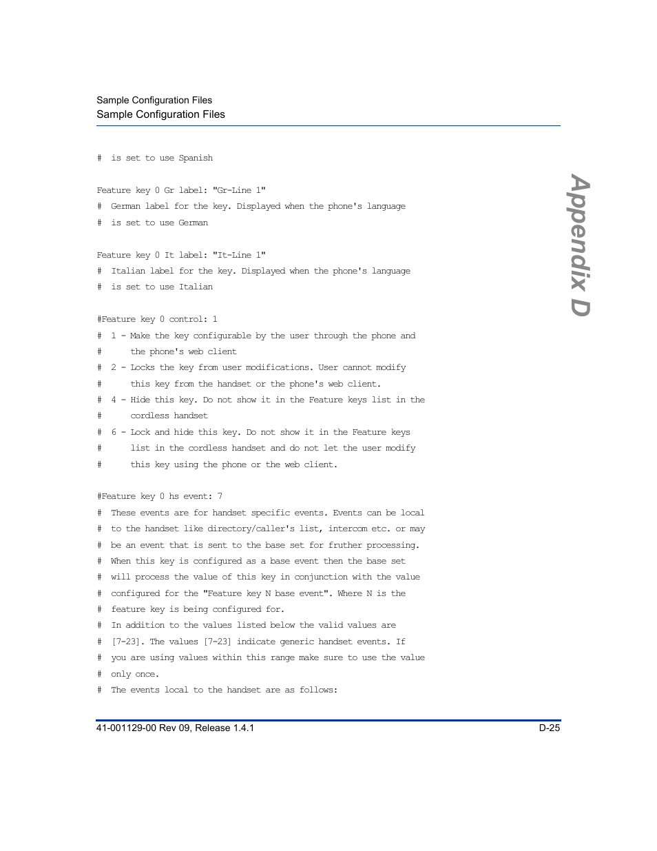 Appendix d | Aastra Telecom SIP 480I User Manual | Page 437 / 504