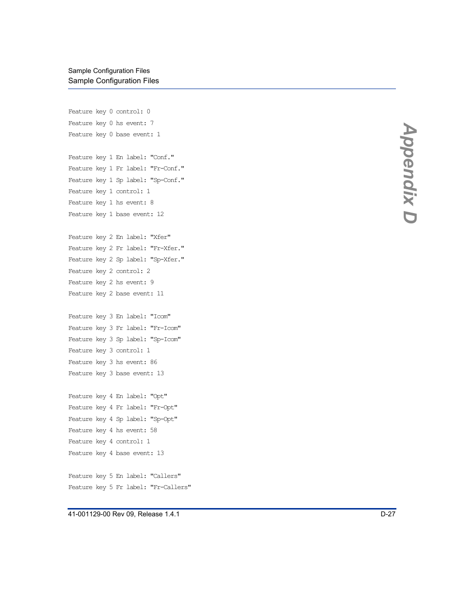 Appendix d | Aastra Telecom SIP 480I User Manual | Page 439 / 504