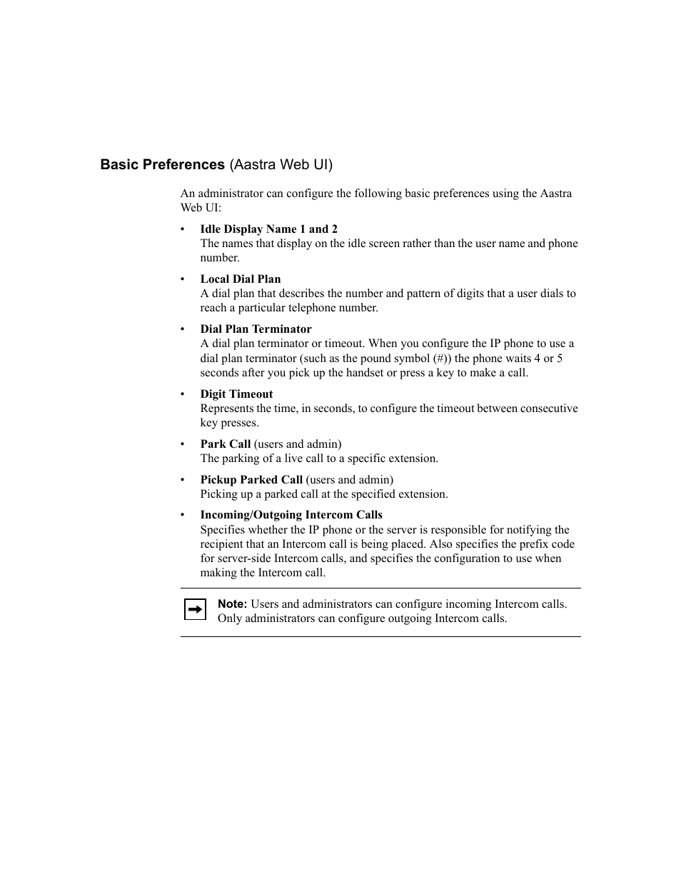 Basic preferences (aastra web ui), Basic preferences (aastra web ui) -10 | Aastra Telecom SIP 480I User Manual | Page 44 / 504