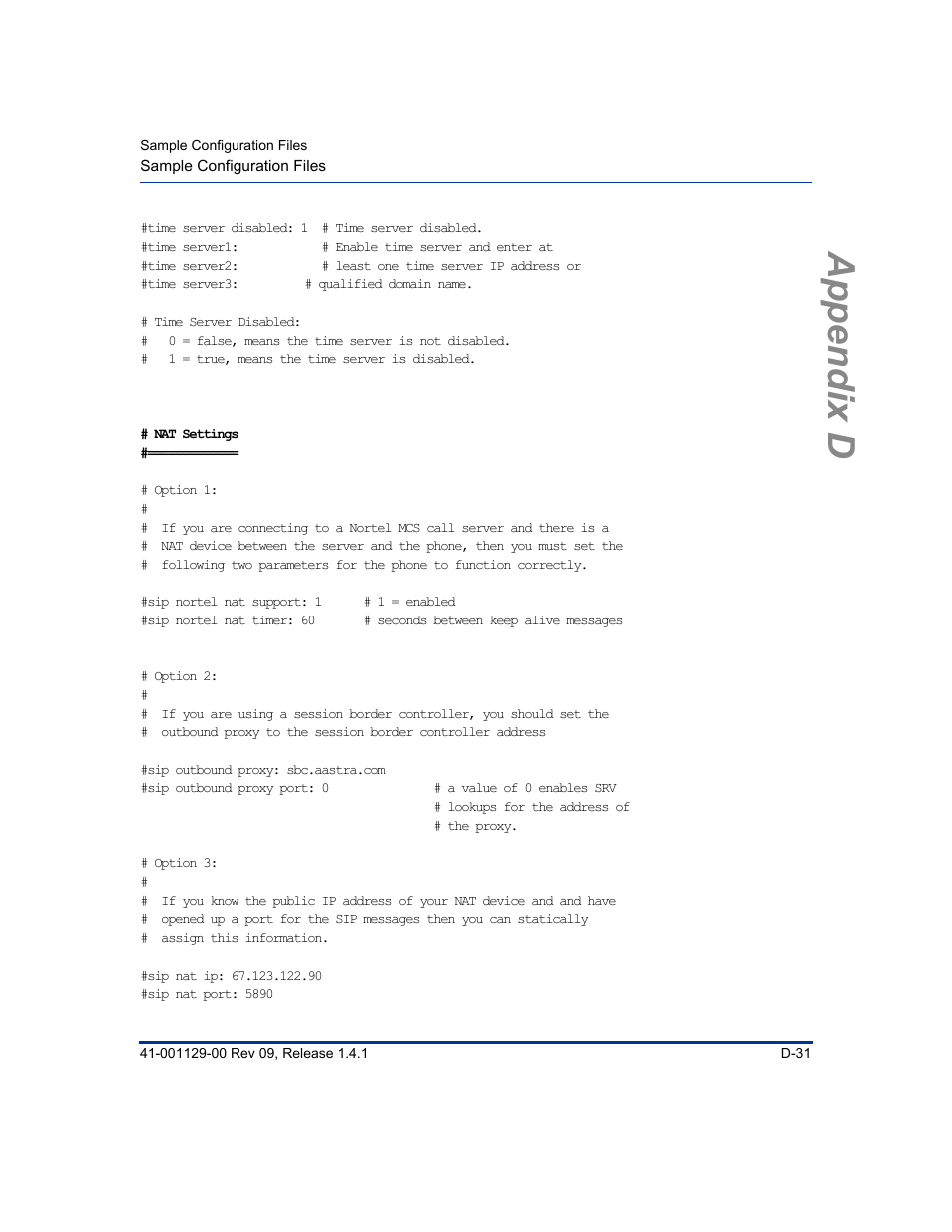 Appendix d | Aastra Telecom SIP 480I User Manual | Page 443 / 504