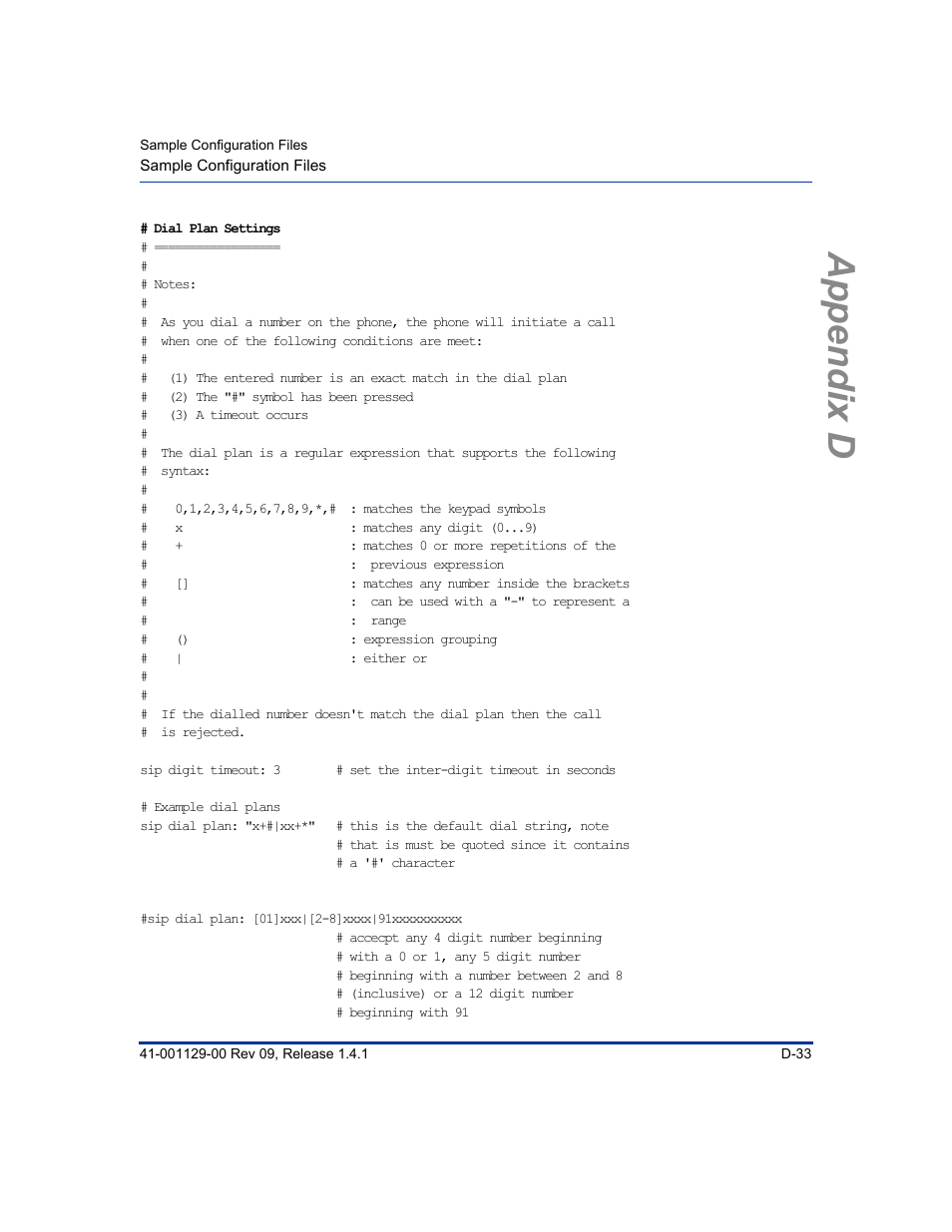 Appendix d | Aastra Telecom SIP 480I User Manual | Page 445 / 504