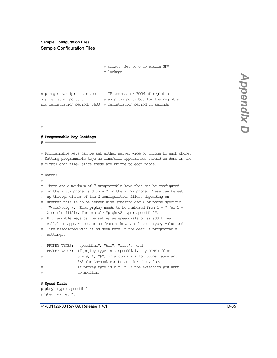 Appendix d | Aastra Telecom SIP 480I User Manual | Page 447 / 504