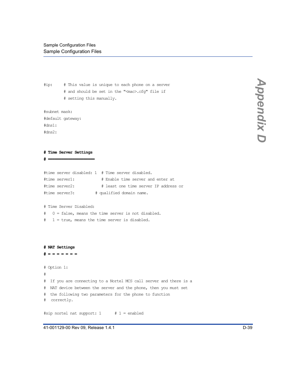 Appendix d | Aastra Telecom SIP 480I User Manual | Page 451 / 504