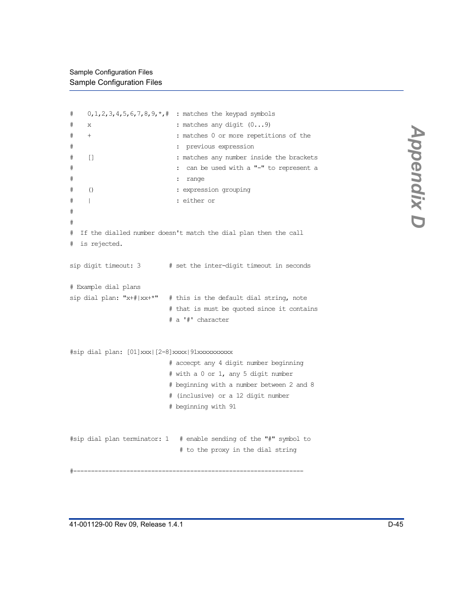 Appendix d | Aastra Telecom SIP 480I User Manual | Page 457 / 504