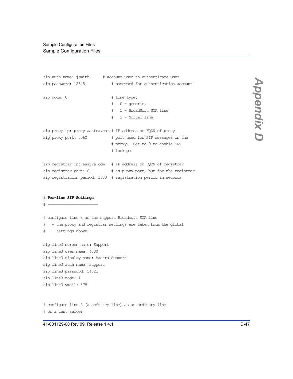 Appendix d | Aastra Telecom SIP 480I User Manual | Page 459 / 504