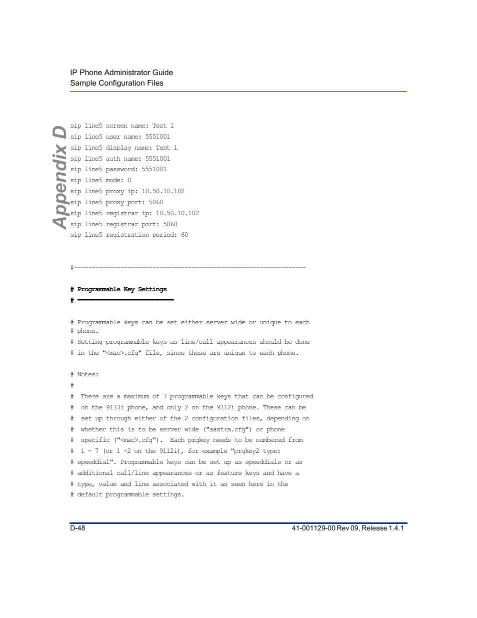 Appendix d | Aastra Telecom SIP 480I User Manual | Page 460 / 504