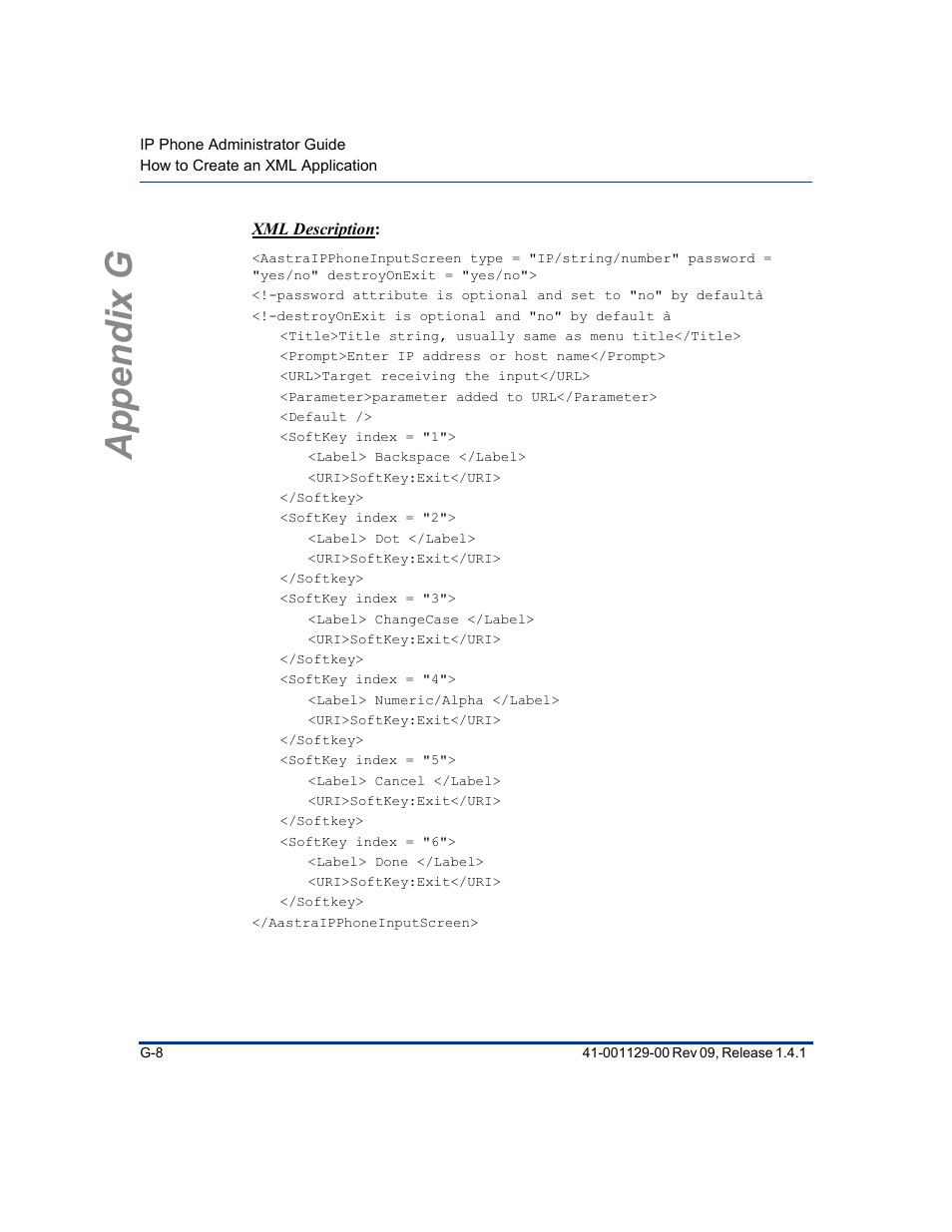 Appendix g | Aastra Telecom SIP 480I User Manual | Page 478 / 504