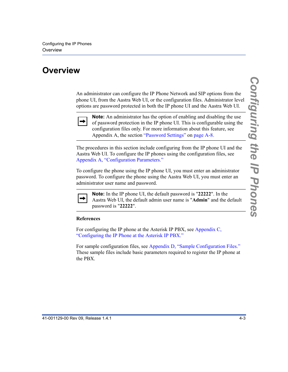 Overview, Overview -3, Configuring the ip phones | Aastra Telecom SIP 480I User Manual | Page 59 / 504