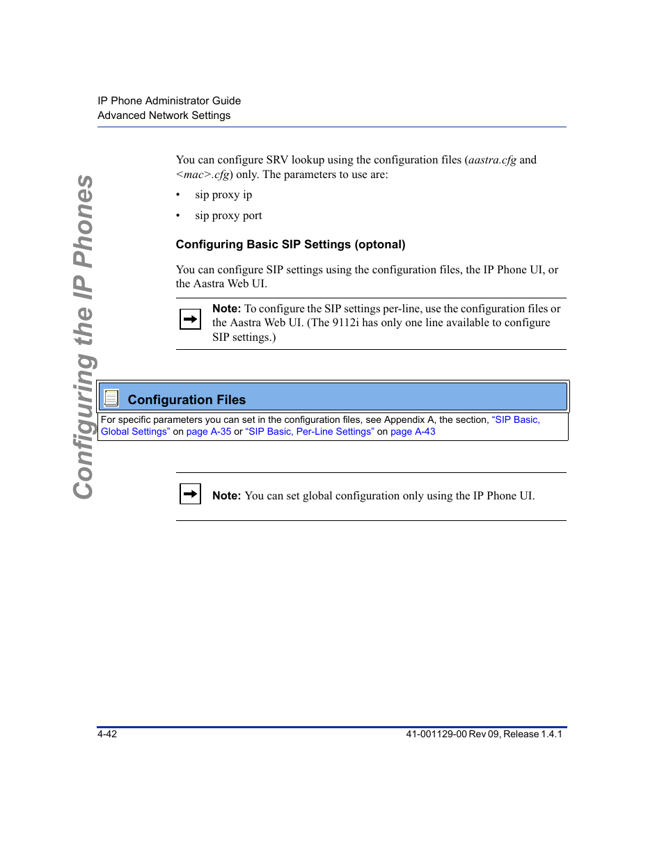 Configuring basic sip settings (optonal), Configuring the ip phones | Aastra Telecom SIP 480I User Manual | Page 98 / 504