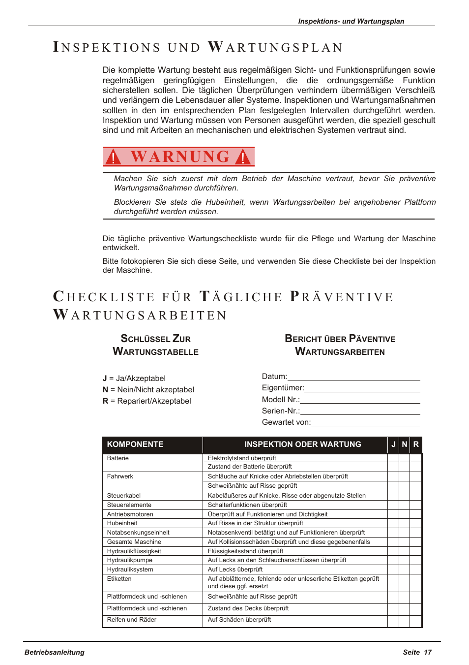 Warnung | Snorkel X33RT-sn10000+ User Manual | Page 43 / 138