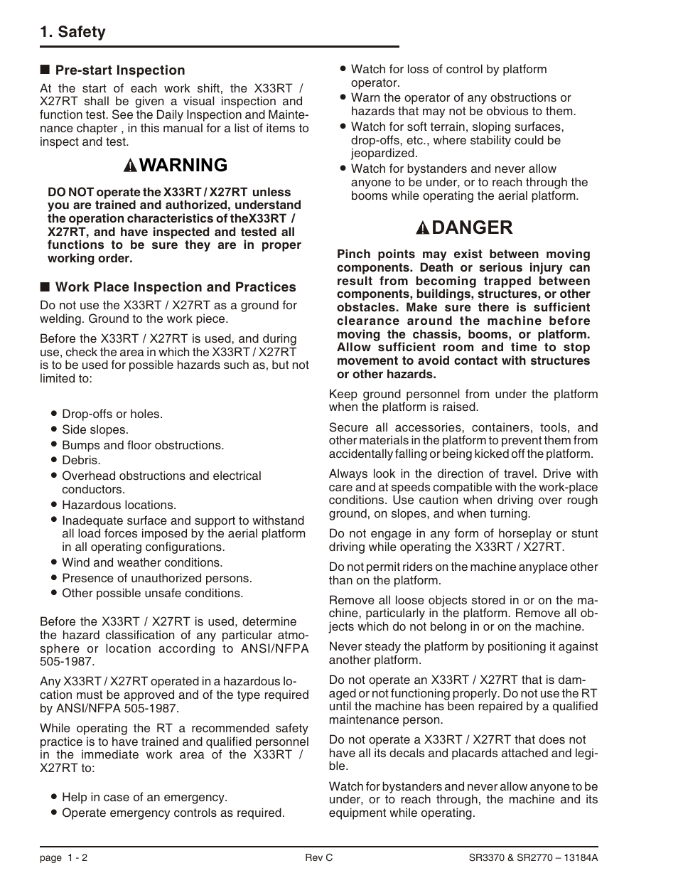 Danger, Warning, Safety | Snorkel X33BE-sn10131+V-1 User Manual | Page 13 / 82