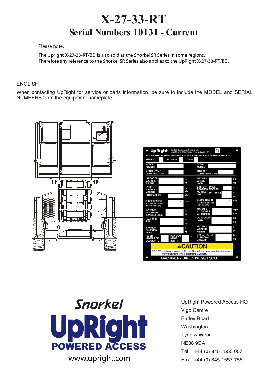 X-27-33-rt, Powered access | Snorkel X33BE-sn10131+V-1 User Manual | Page 3 / 82