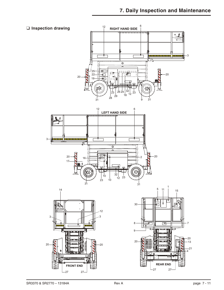 Inspection drawing 7-11, Inspection drawing, 7-11, Inspection drawing -11 | Daily inspection and maintenance, Inspection drawing | Snorkel X33BE-sn10131+V-1 User Manual | Page 46 / 82